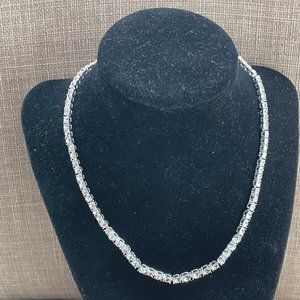 Anne Klein Women Necklaces silver Tone Linear link bid cubic zirconia Jewelry